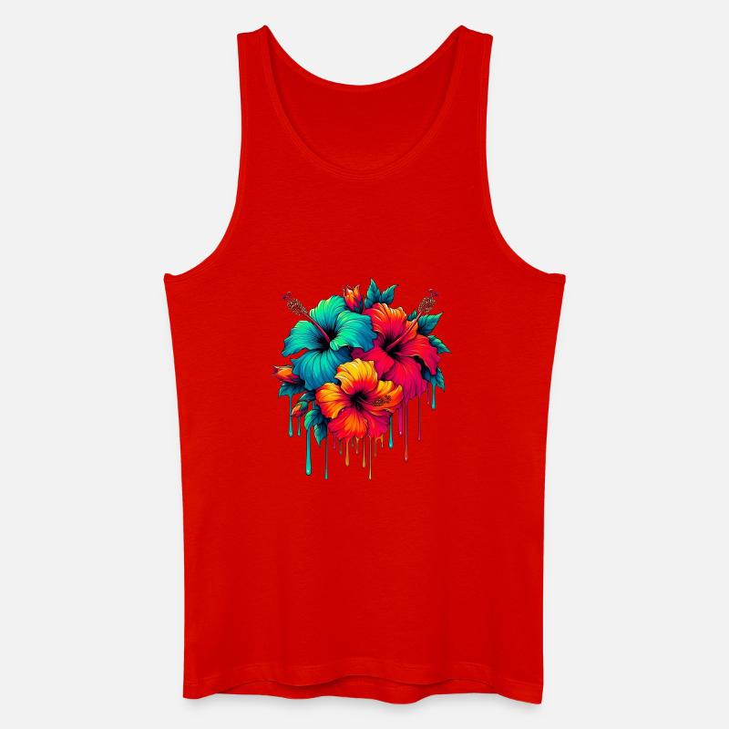 Hibiskusblüten - Männer Bio Tank Top - Rot