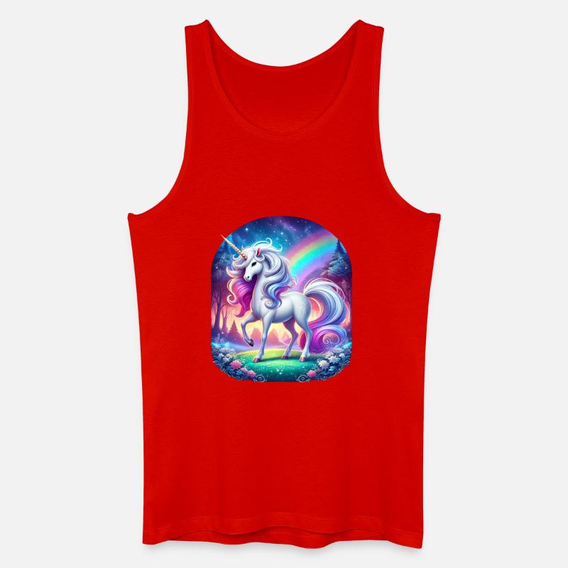 Regenbogen-Einhorn im Waldtraum - Männer Bio Tank Top - Rot