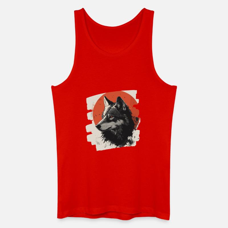Wolf Retro - Männer Bio Tank Top - Rot
