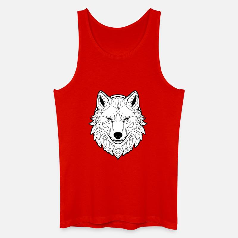 Gewaltiger Wolf Kopf Illustration - Männer Bio Tank Top - Rot