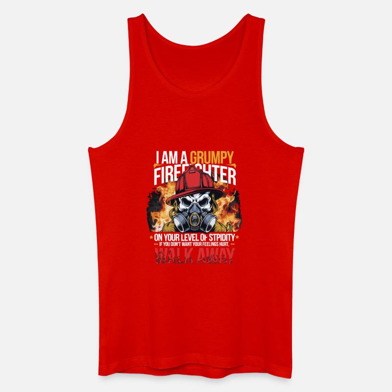 Grumpy Firefighter Skull Design - Men’s Organic Tank Top - red
