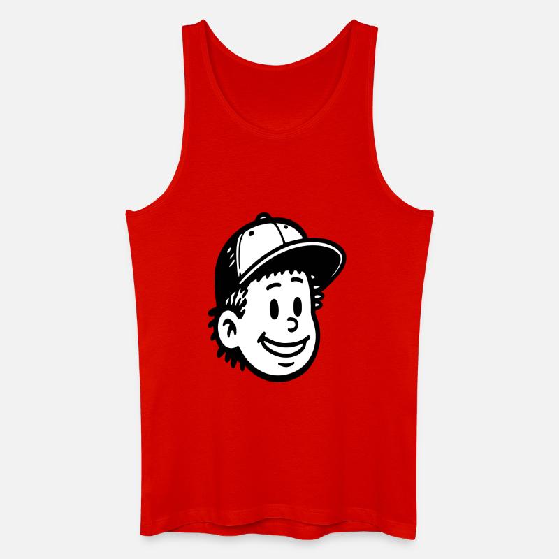 Verspieltes Cartoon Junge Gesicht Design - Männer Bio Tank Top - Rot