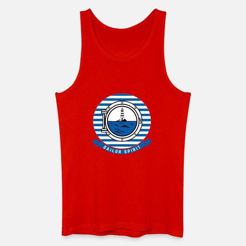 Meeresleuchtturm-Illustration im nautischen Stil - Männer Bio Tank Top - Rot