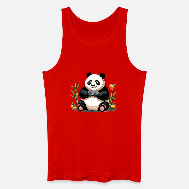 Chill Panda mit Gaming Controller - Männer Bio Tank Top - Rot