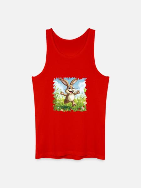 Cheerful bunny in spring meadow - Men’s Organic Tank Top - red
