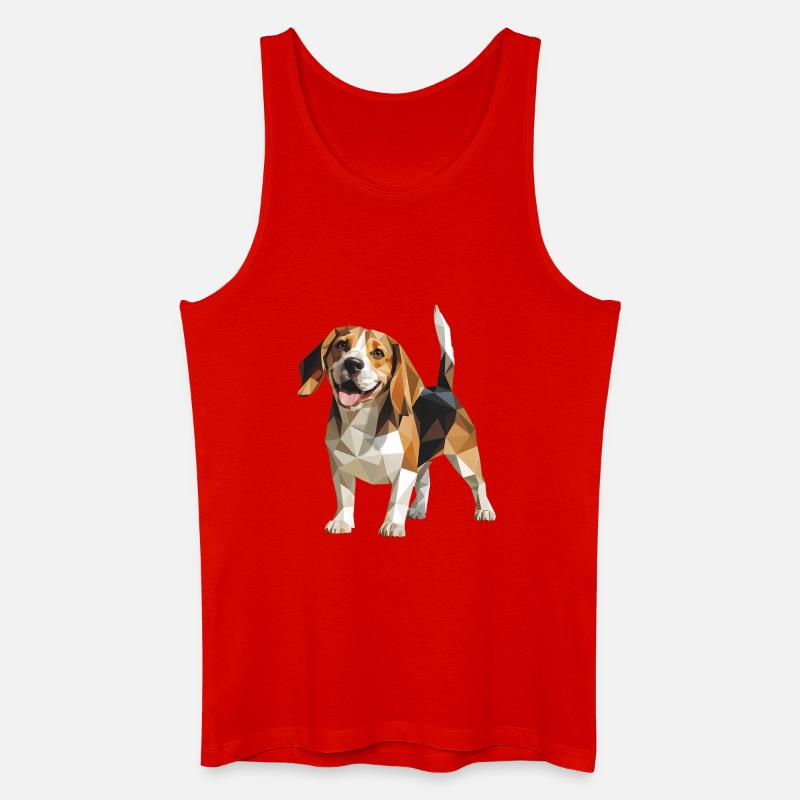 Beagle - Cool Low Poly Logo - Débardeur bio Homme - rouge