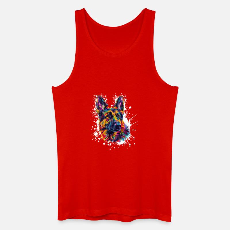 Hund Schäferhund Farbklecks - Männer Bio Tank Top - Rot