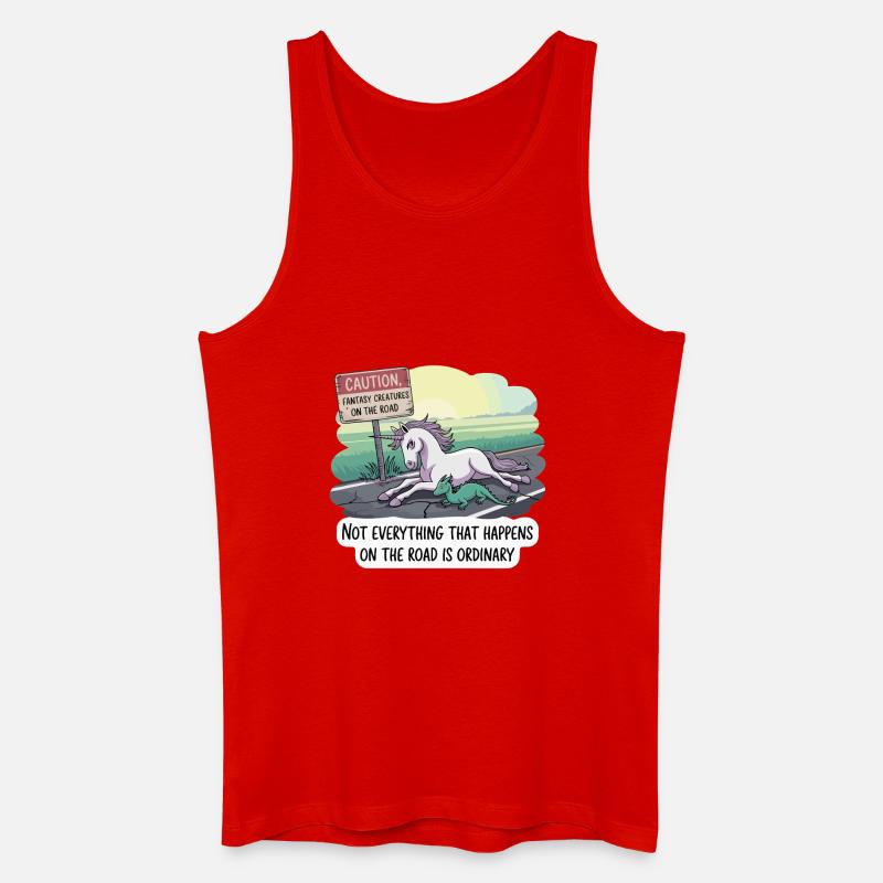 Fantasy-Einhorn-Duo am Straßenrand - Männer Bio Tank Top - Rot