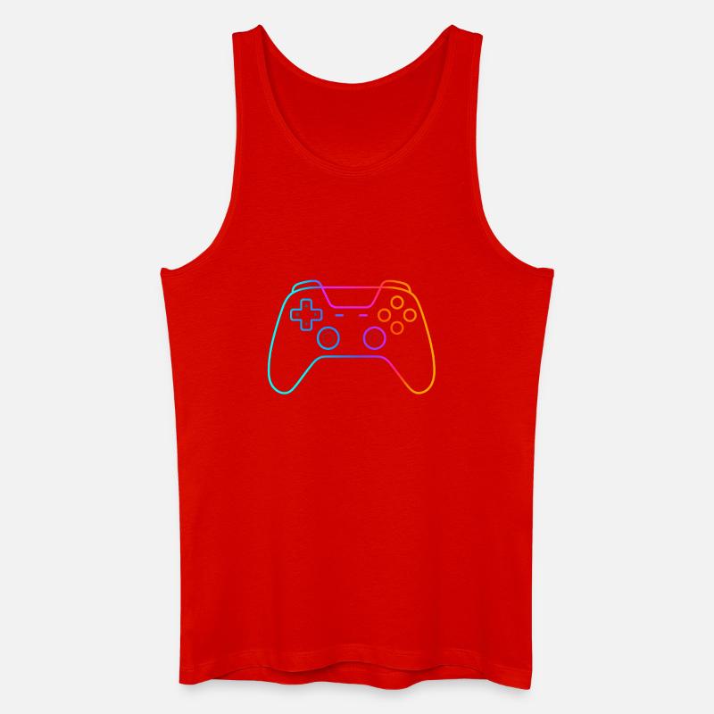 Neon Gamepad – Buntes Controller Motiv - Männer Bio Tank Top - Rot