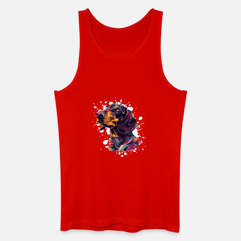 Farbenfroher Hundenkopf Splatterkunst - Männer Bio Tank Top - Rot