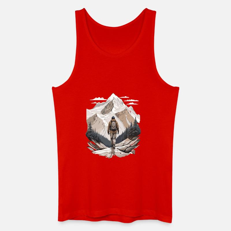 Wanderer vor Berggipfel - Männer Bio Tank Top - Rot