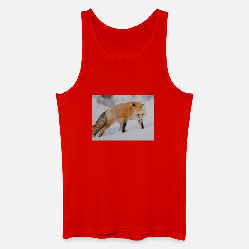 Fuchs im Schnee Aquarell - Männer Bio Tank Top - Rot