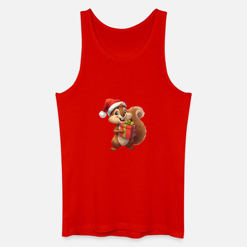 Weihnachts-Eichhörnchen mit Geschenk - Männer Bio Tank Top - Rot
