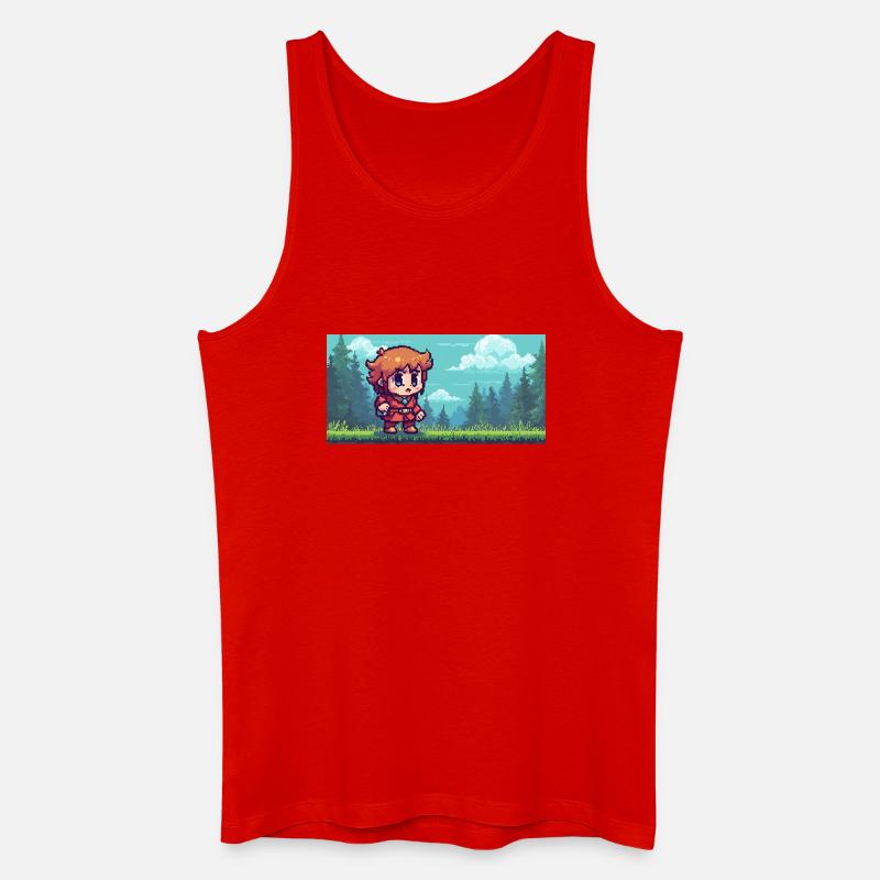 Pixelheld im Waldabenteuer Gaming Szene - Männer Bio Tank Top - Rot