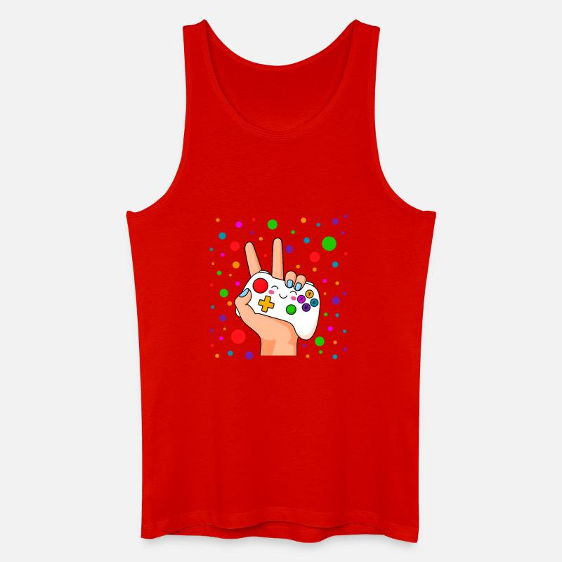 Peace-Zeichen-Controller Pop - Männer Bio Tank Top - Rot