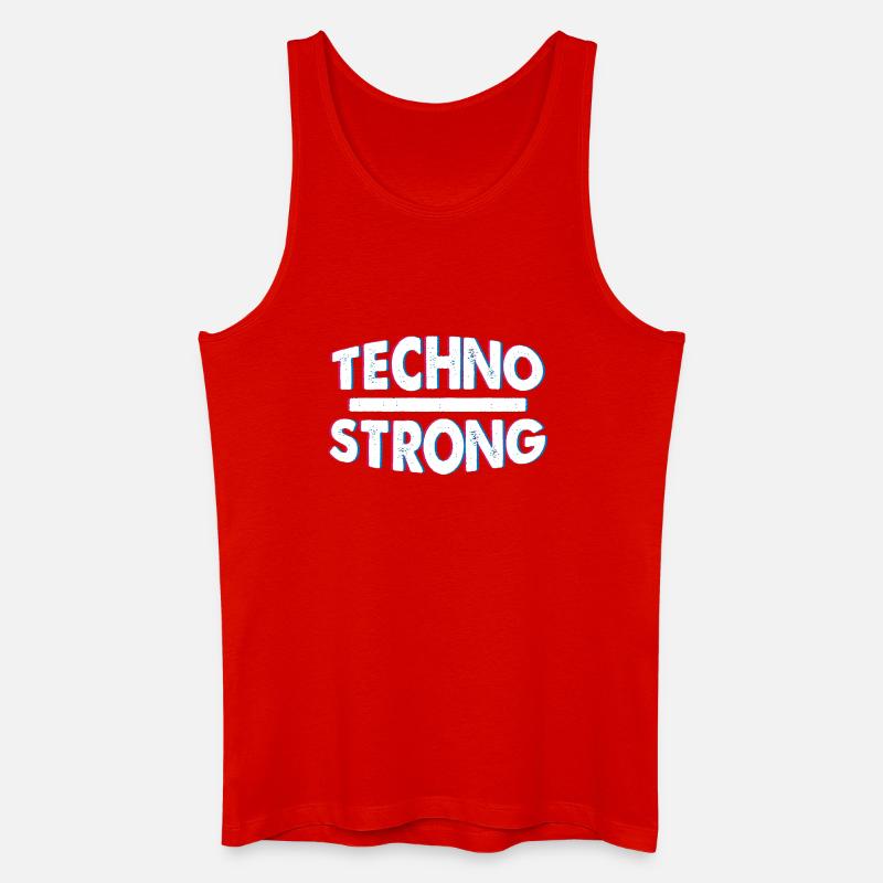 Techno Strong Neon Glitch - Männer Bio Tank Top - Rot