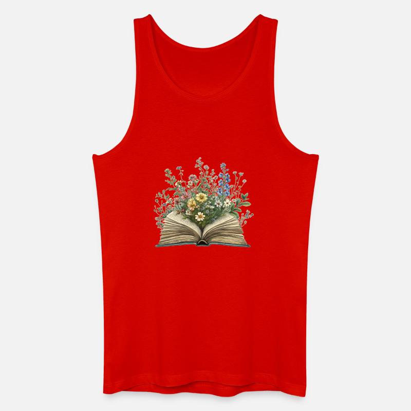 Buch mit Blumen - Männer Bio Tank Top - Rot