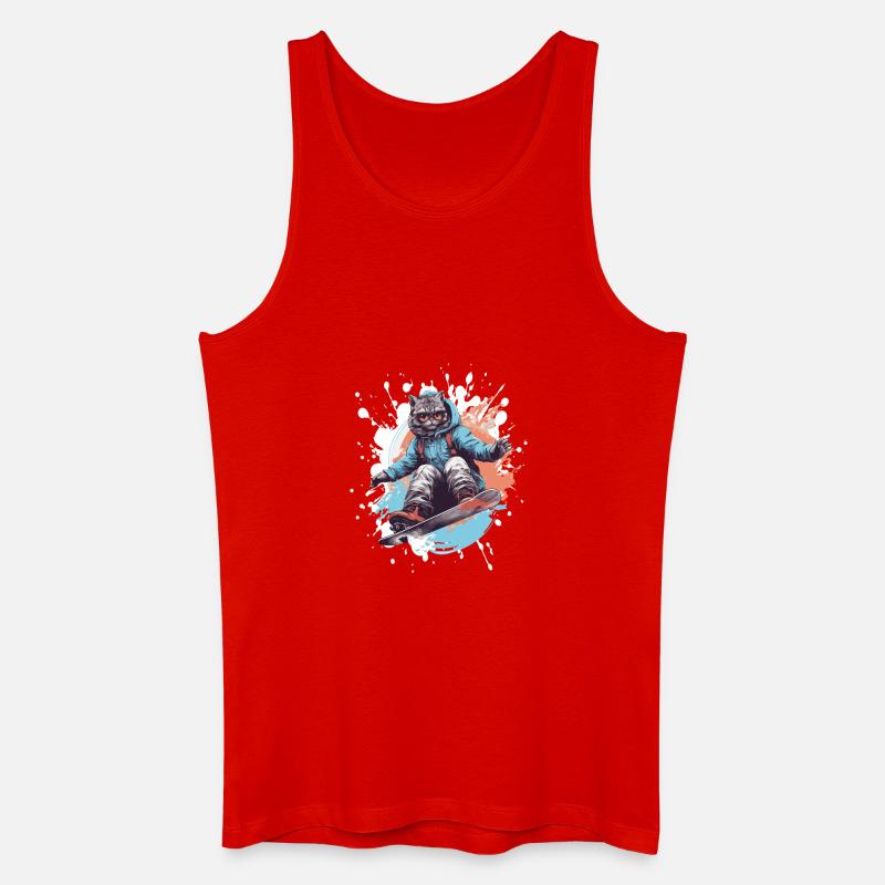 Katze Snowboard - Männer Bio Tank Top - Rot