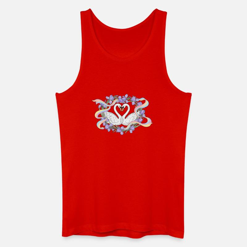 Schwäne lieben Regenbogen - Männer Bio Tank Top - Rot