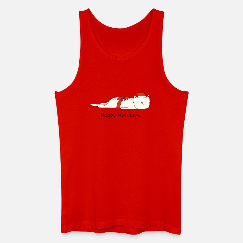 Lustige Katze Weihnachten - Männer Bio Tank Top - Rot