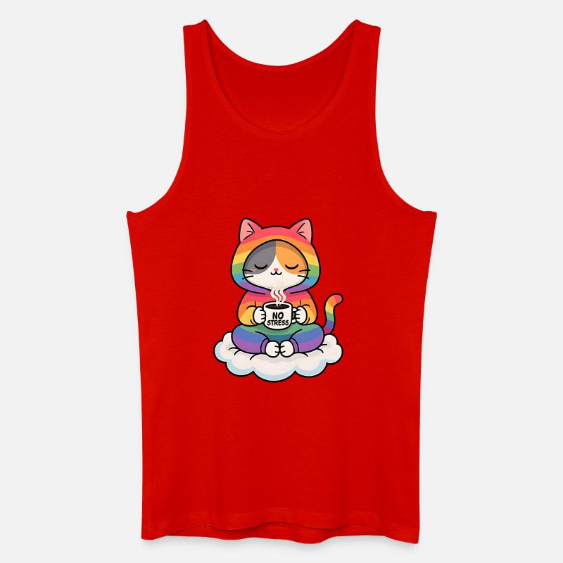 Regenbogenkatze auf einer Wolke - Männer Bio Tank Top - Rot