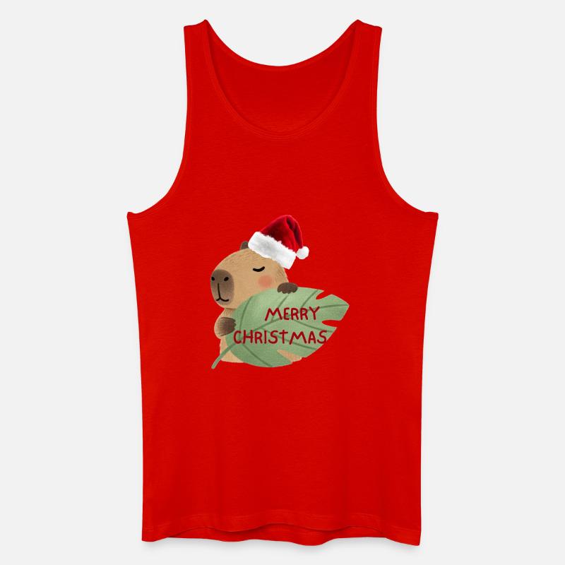 Weihnachtsbär mit Blattgruß - Männer Bio Tank Top - Rot