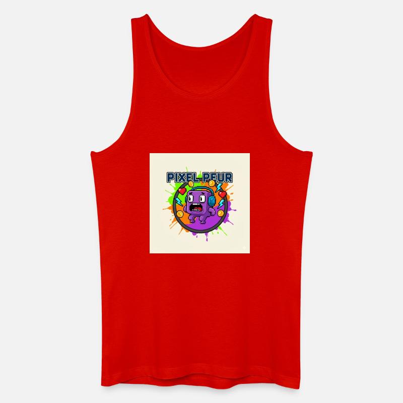 Pixel-Angst-Monster-Pixel-Kunst - Männer Bio Tank Top - Rot