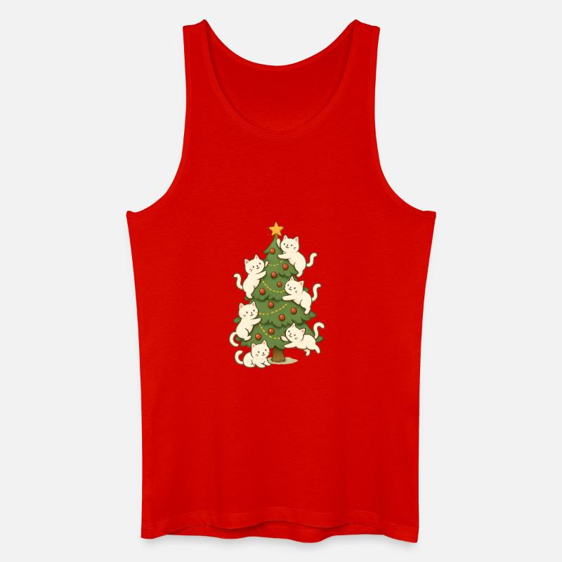 Chat, Arbre de Noël, Whimsy, Chatons - Débardeur bio Homme - rouge