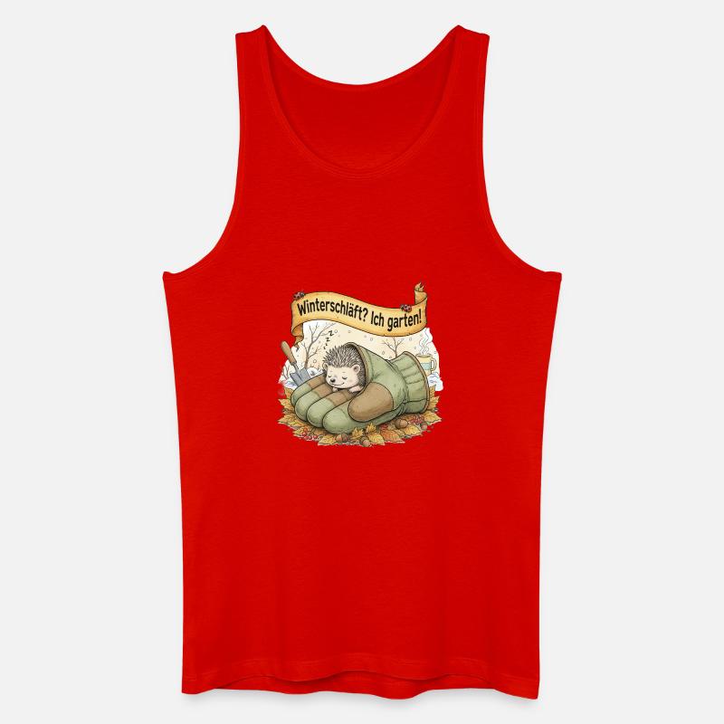 Igel schläft in Gartenhandschuh "Winterschläft? Ic - Männer Bio Tank Top - Rot