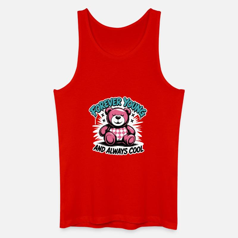 Forever Young Teddybär Grafik - Männer Bio Tank Top - Rot