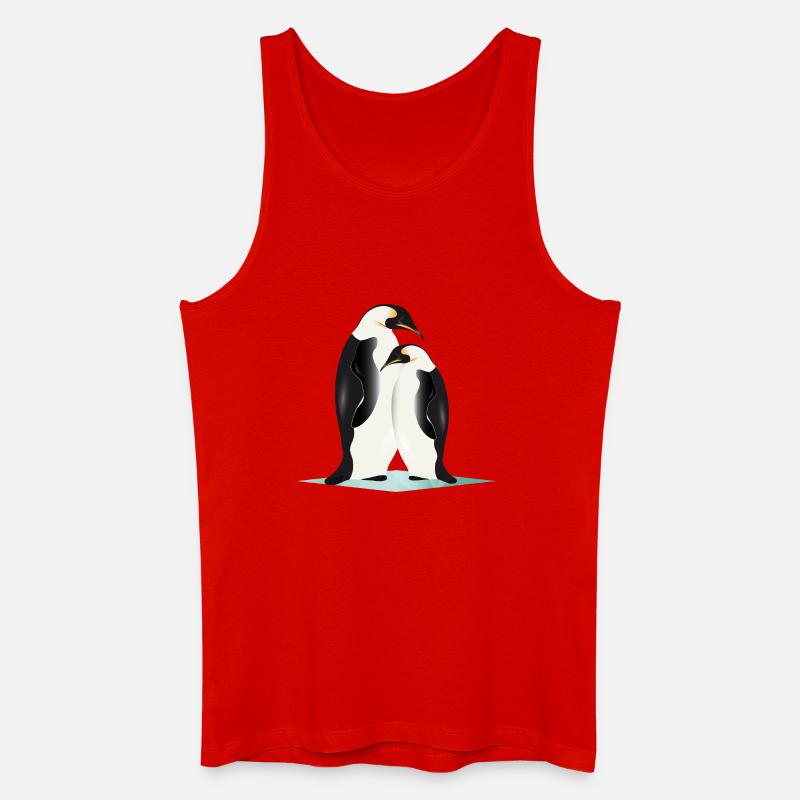 Zwei elegant gezeichnete Pinguine - Männer Bio Tank Top - Rot