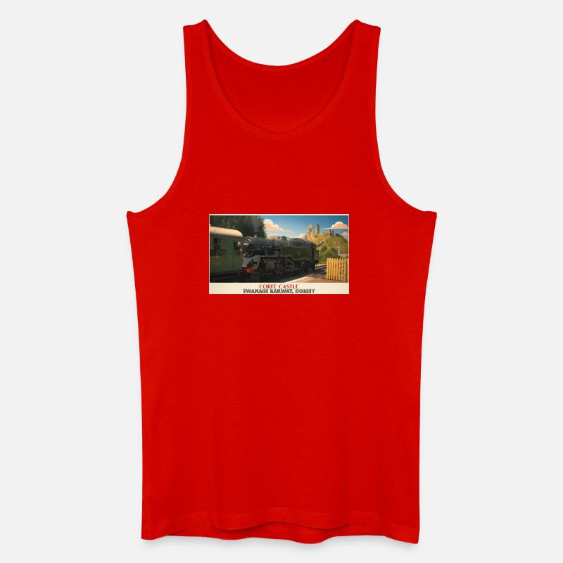 Corfe Castle Dampflok-Plakat - Männer Bio Tank Top - Rot