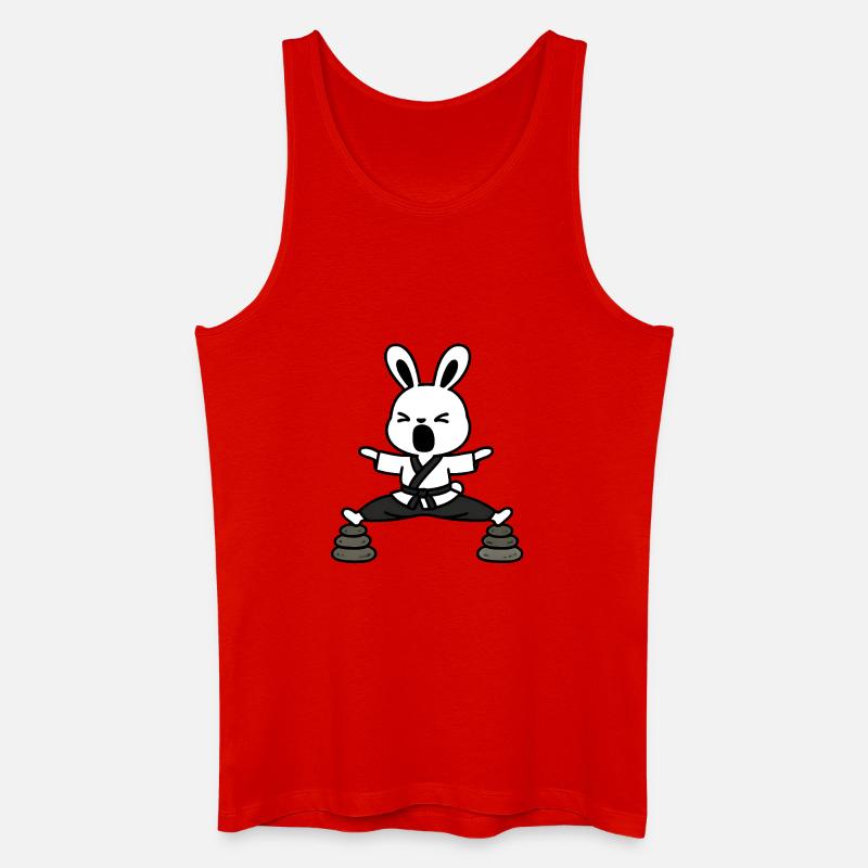 Zen Rabbit Kata auf Steinen - Männer Bio Tank Top - Rot