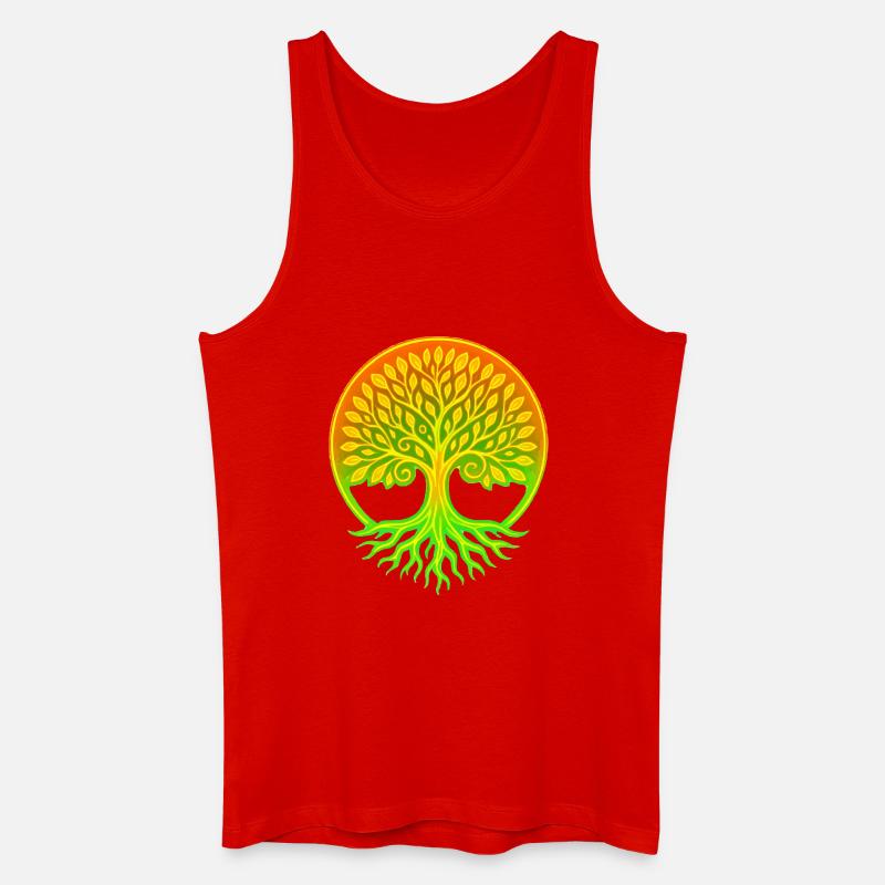 Lebensbaum im Regenbogenkreis - Männer Bio Tank Top - Rot