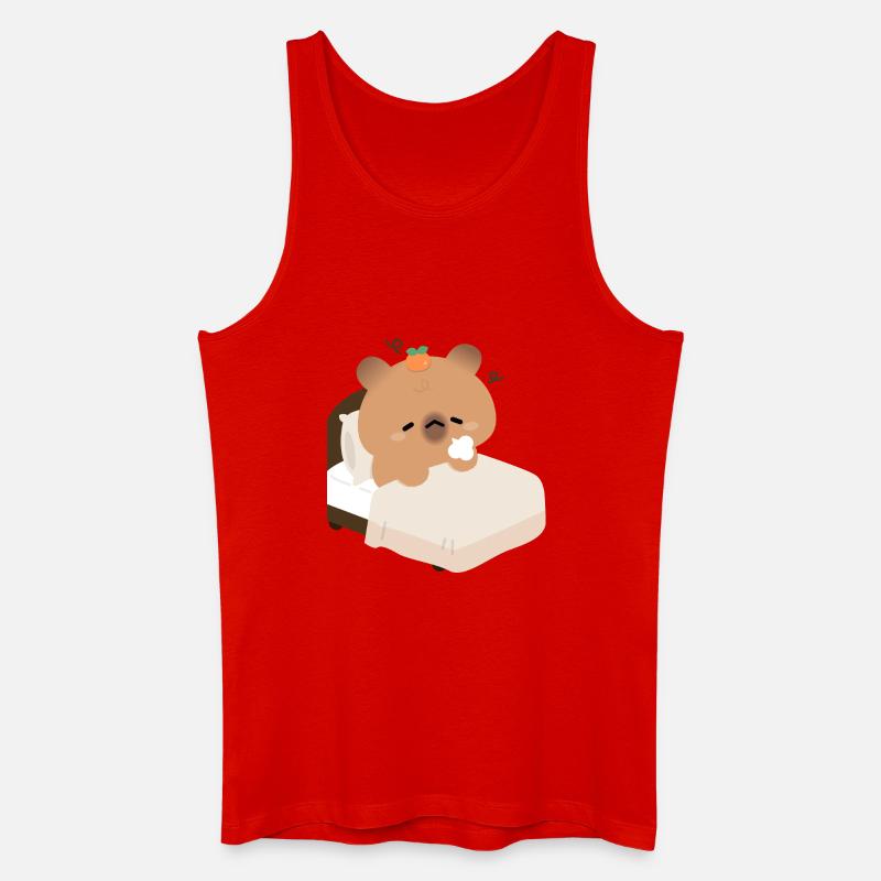 Schläfrige Kapybara im gemütlichen Bett - Männer Bio Tank Top - Rot