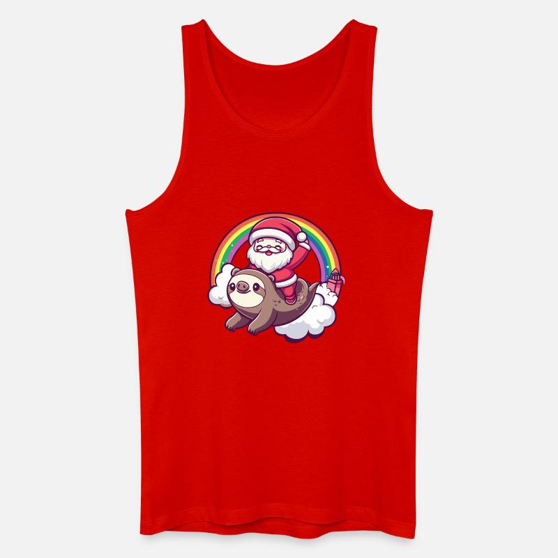 Faultier Weihnachtsmann Weihnachten - Männer Bio Tank Top - Rot