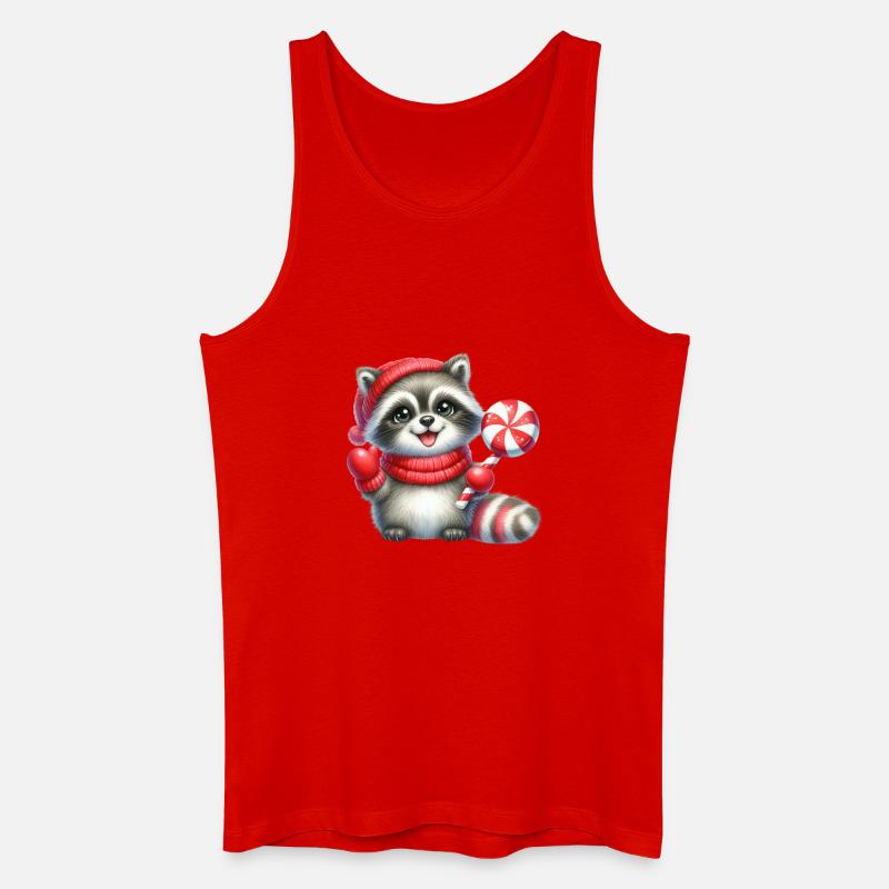 Gemütlicher Waschbär mit Zuckerstange - Männer Bio Tank Top - Rot