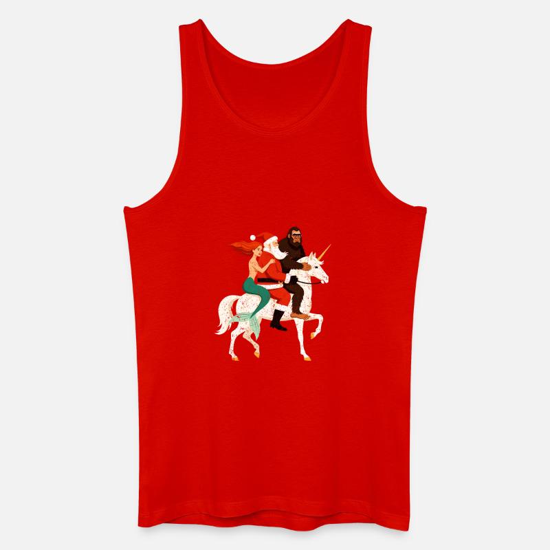 Weihnachtshelden auf Einhorn - Männer Bio Tank Top - Rot