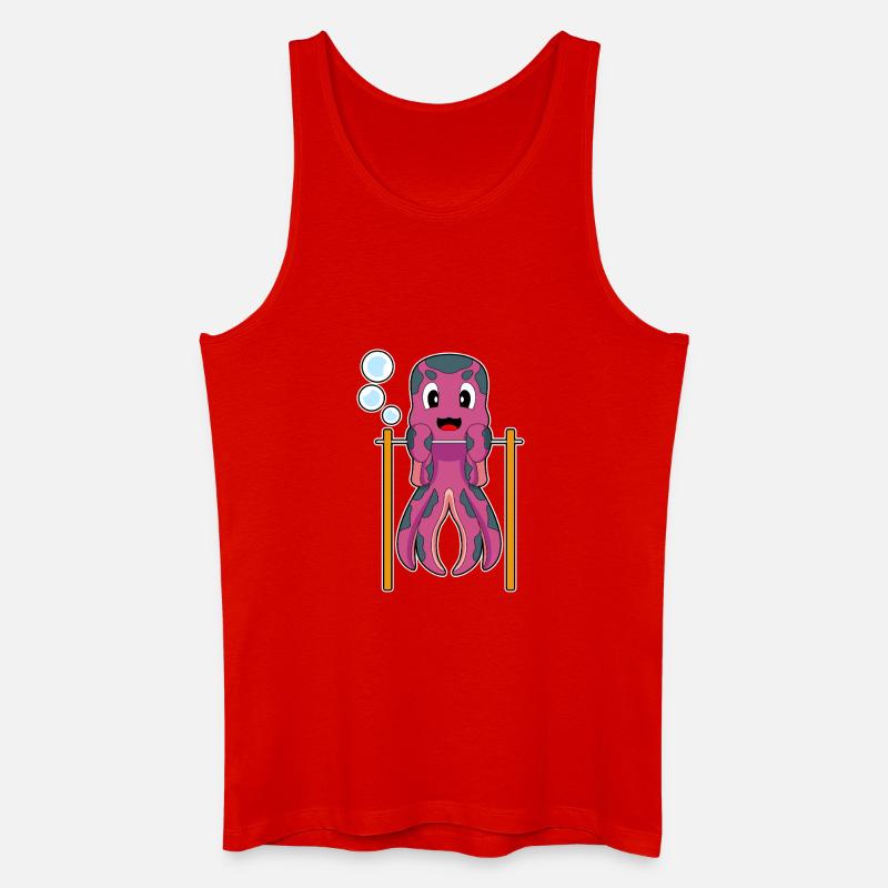 Octopus Bodybuilder Pull-ups Bodybuilding - Men’s Organic Tank Top - red