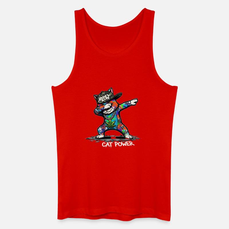 Dab Cat Power Streetart Comic Design - Männer Bio Tank Top - Rot