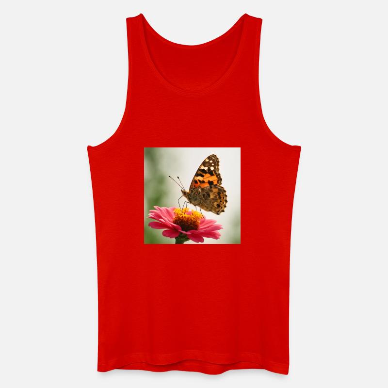 Schmetterling auf einer rosa Blume - Männer Bio Tank Top - Rot