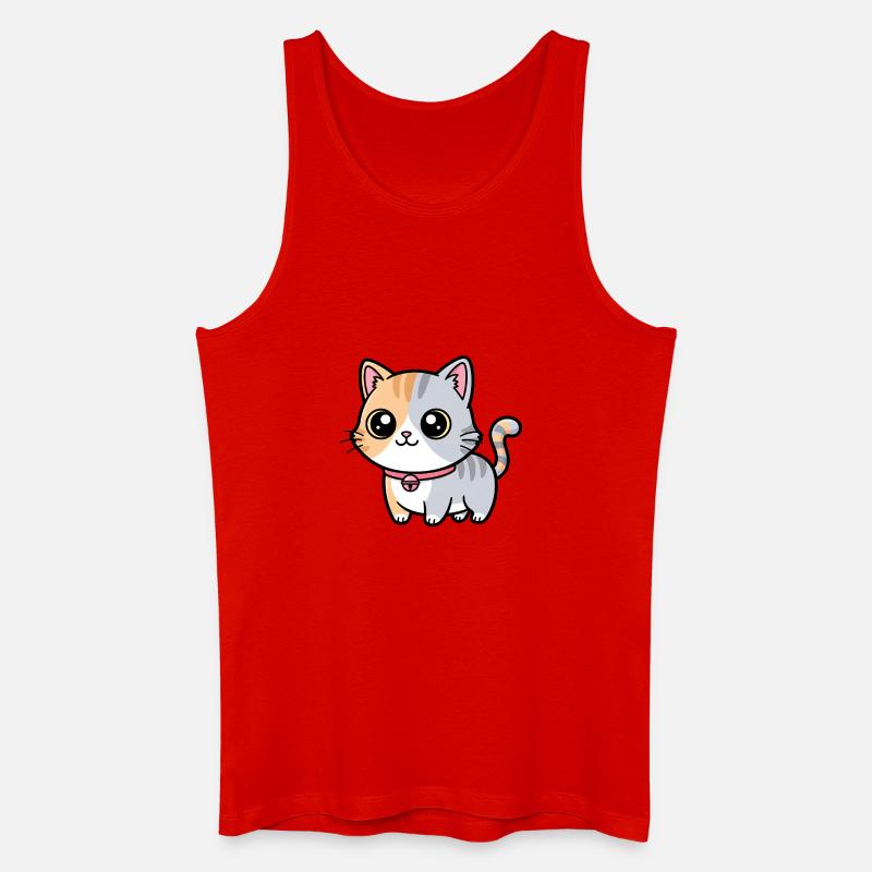 Calico Kitten Collar Charm - Men’s Organic Tank Top - red