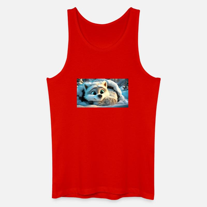Flauschiger Polarfuchs im Schnee - Männer Bio Tank Top - Rot