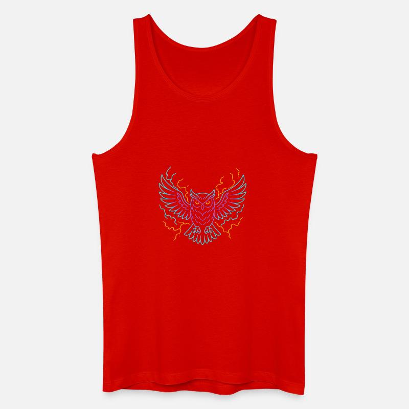 Neon-Eule mit Blitzen - Männer Bio Tank Top - Rot