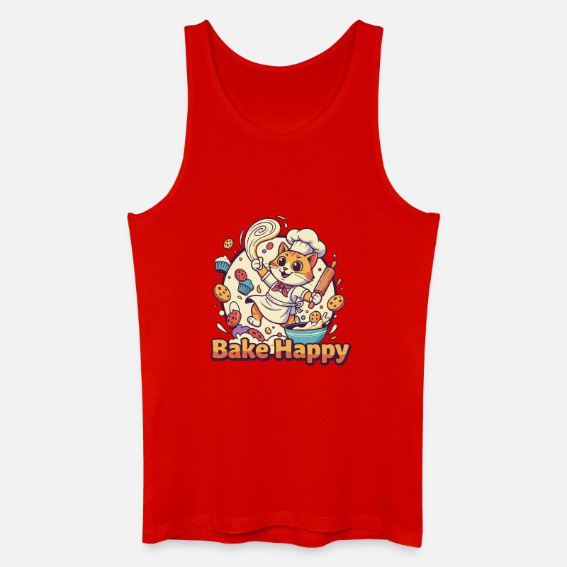 Katzenchef Bake Happy - Männer Bio Tank Top - Rot