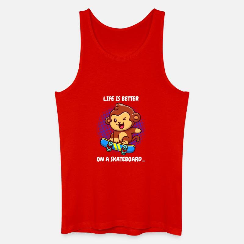 Life Is Better Skateboard Affe Monkey - Männer Bio Tank Top - Rot
