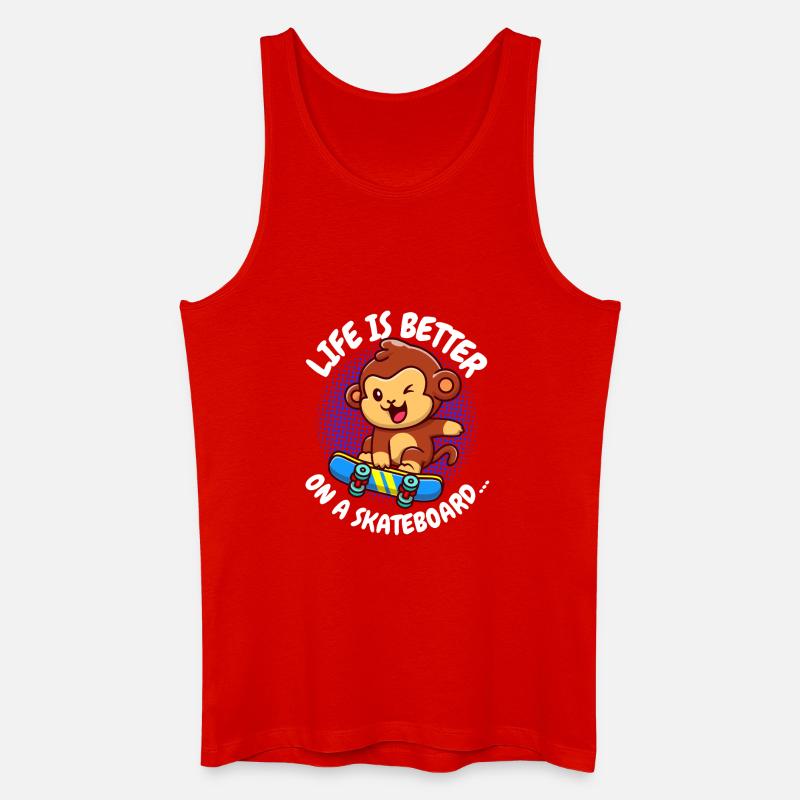 Life Is Better Skateboard Affe Monkey - Männer Bio Tank Top - Rot