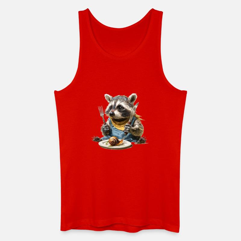 Waschbär-Küchenchef mit Gabel und Messer - Männer Bio Tank Top - Rot