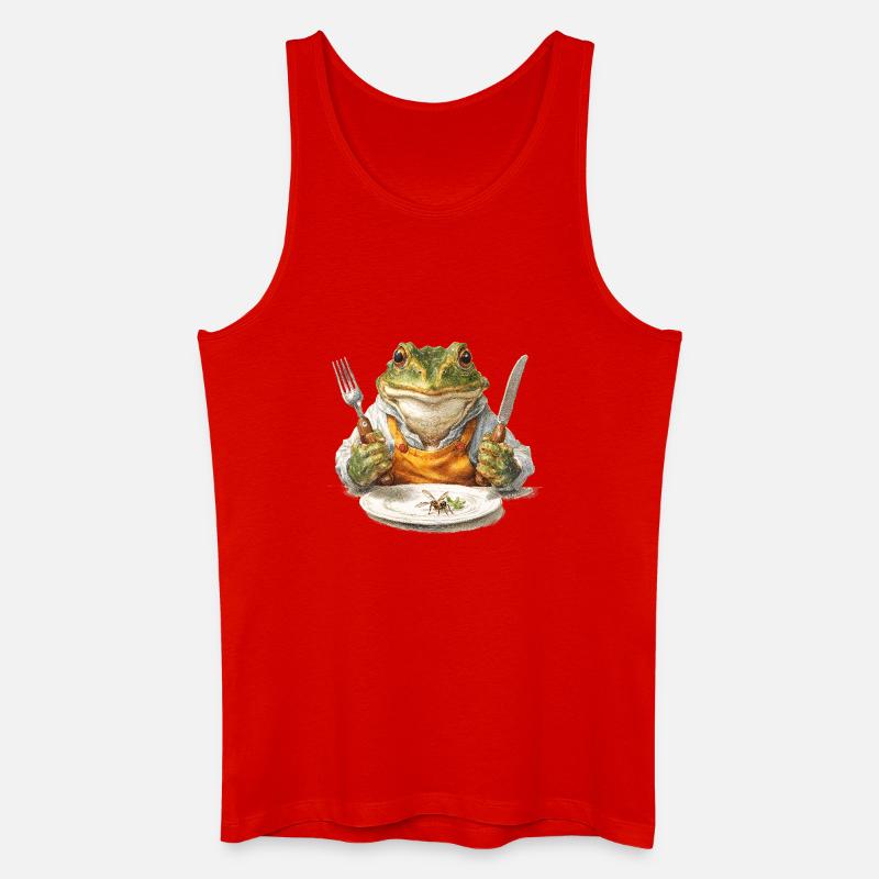 Froschkoch mit Gabel und Messer - Männer Bio Tank Top - Rot
