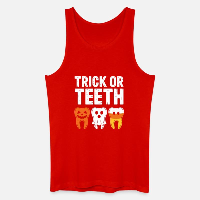 Trick oder Teeth: Halloween Teeth Trio - Männer Bio Tank Top - Rot